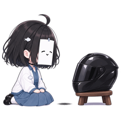 ヘルメットの隣に座るしらすのスタンプ